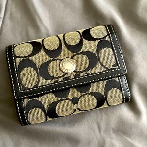 Black and Grey Coach trifold wallet